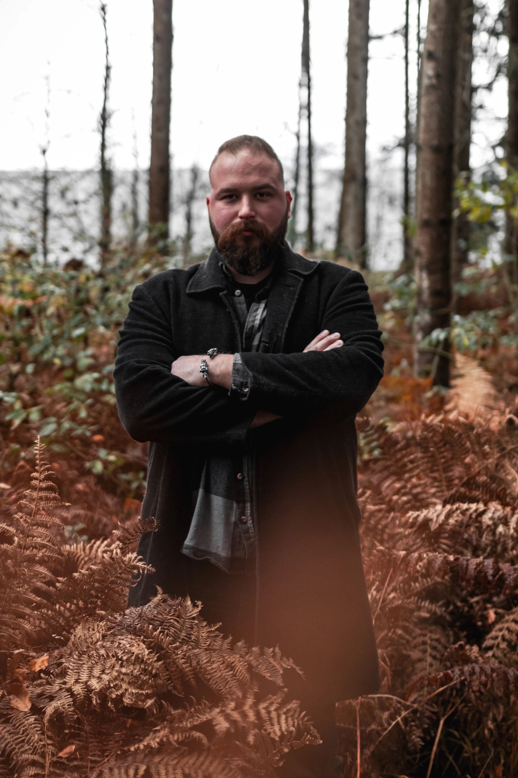 Portrait of a bearded man in forest