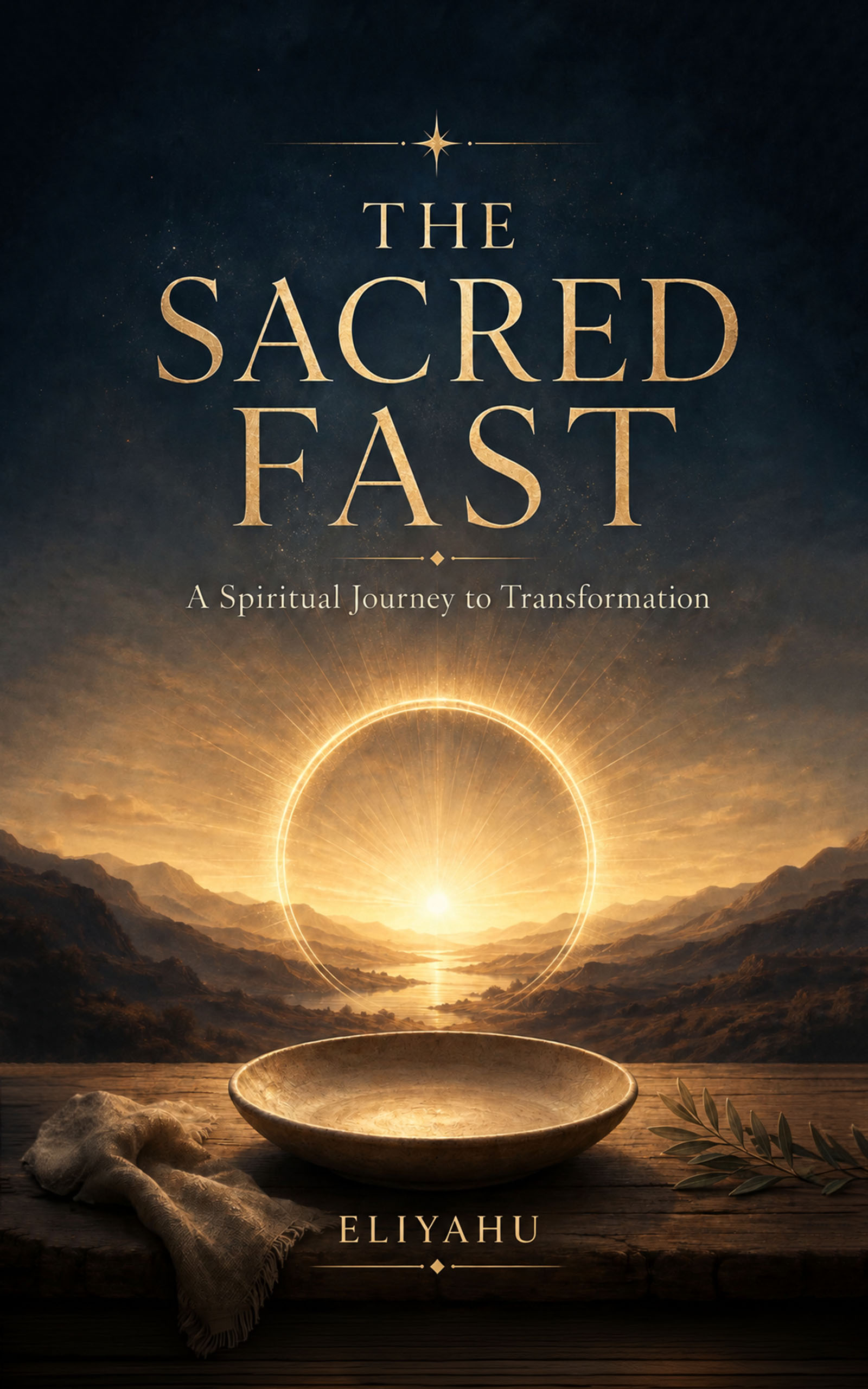 Cover of The Sacred Fast by Eliyahu, featuring a golden sunrise over a mountain valley
